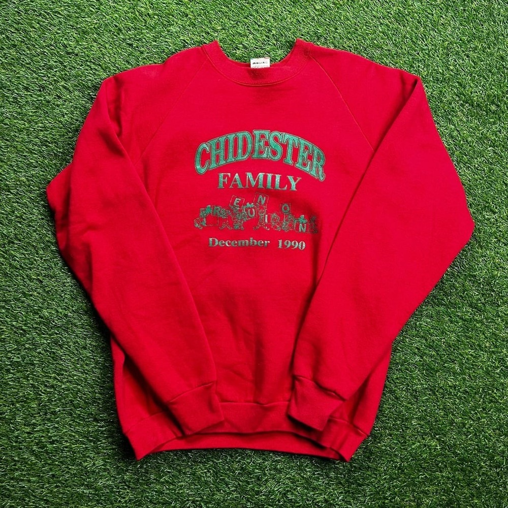 Vintage Chidester Family Sweatshirt XL Red 1990 Fruit of the Loom USA Made - Picture 2 of 6